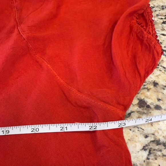 S.R. Fashions red embroidered gauzy midi dress free size - Picture 6 of 13